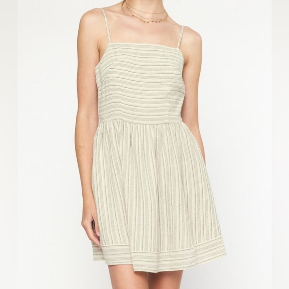 Francesca’s Elegant Cream Striped min Dress - Picture 2 of 10